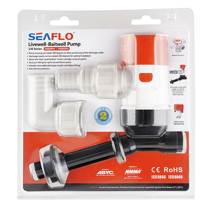 SEAFLO Livewell Pump 13E Series 12V 800 gph - 4Boats