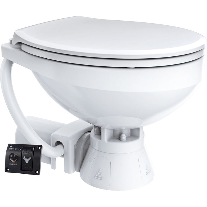 SEAFLO Marine Toilet 12V Electric Marine Toilet Compact Size Horizontally Mounted - 4Boats