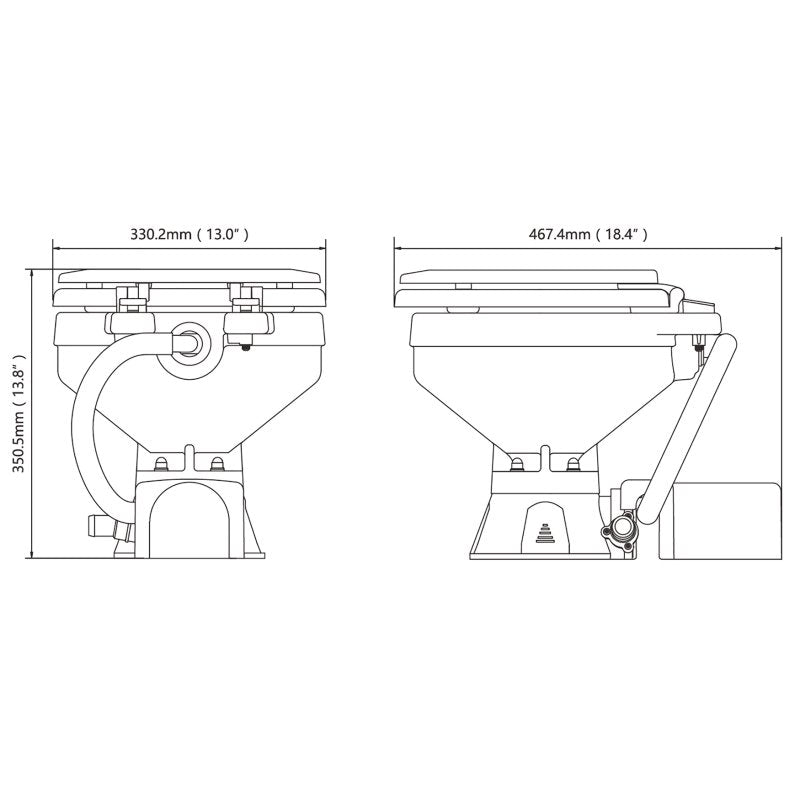 SEAFLO Marine Toilet 12V Electric Marine Toilet Compact Size Horizontally Mounted - 4Boats