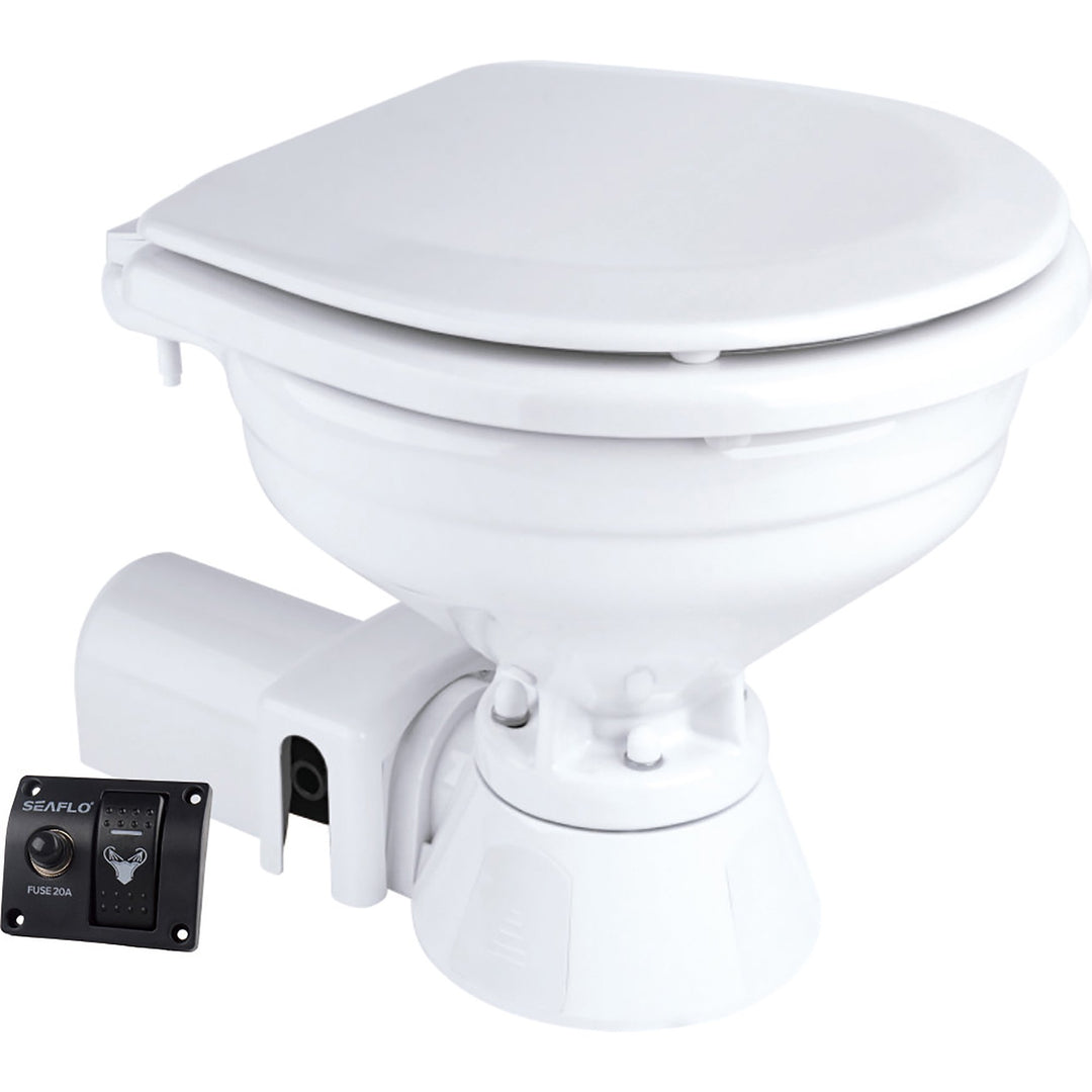 SEAFLO Marine Toilet 12V Electric Marine Toilet Regular Size Horizontally Mounted - 4Boats