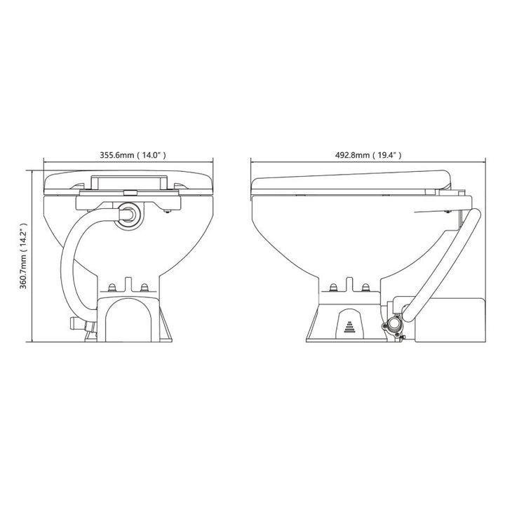 SEAFLO Marine Toilet 12V Electric Marine Toilet Regular Size Horizontally Mounted - 4Boats