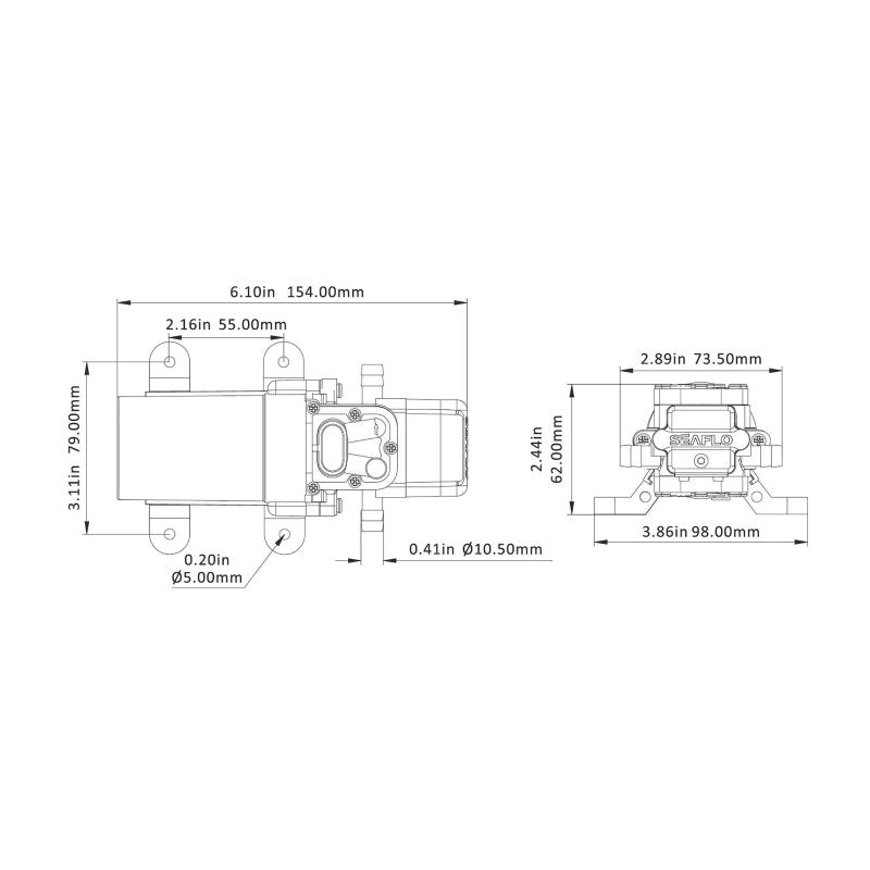 SEAFLO Pressure Pump 21 Series 24V 1.2 gpm 35 psi - 4Boats