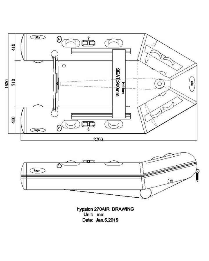 Seago Hypalon HY240 Inflatable Dinghy Airdeck - 4Boats