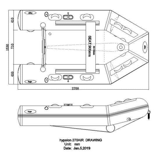 Seago Hypalon HY270 Inflatable Dinghy Airdeck - 4Boats