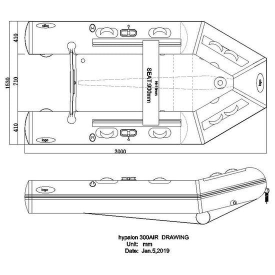 Seago Hypalon HY300 Inflatable Dinghy Airdeck - 4Boats