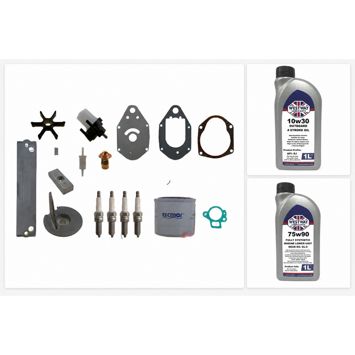 Mariner 60HP EFI 4-Cylinder complete service kit with Westway engine and gear oils