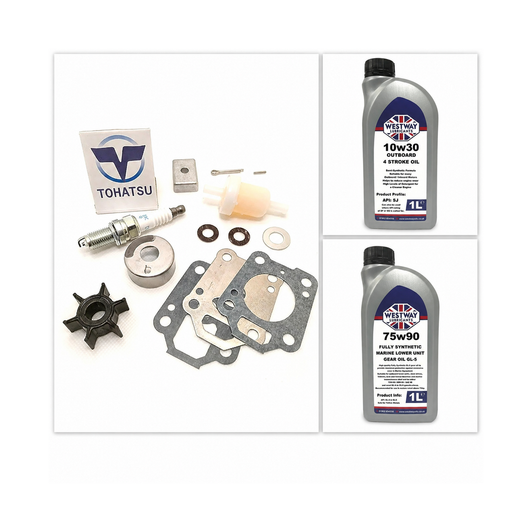 Tohatsu MFS6D complete service kit with Westway engine and gear oils