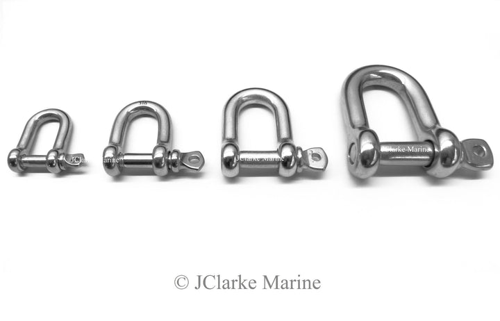 Shackle - Straight Dee / D Shackle made from 316 A4 marine grade stainless steel - 4Boats