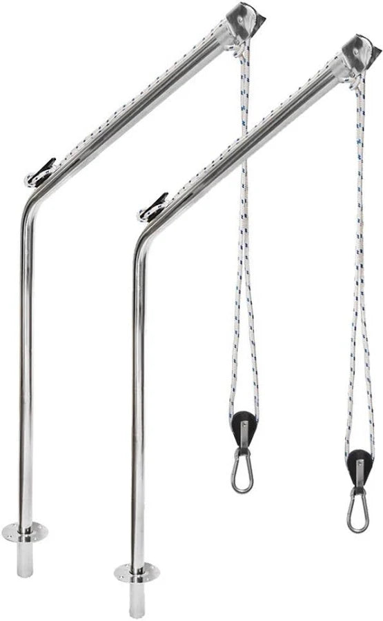 Stainless Steel Davits Pair 120kg Load 1.4m Tall Swivel Removable 316 Marine