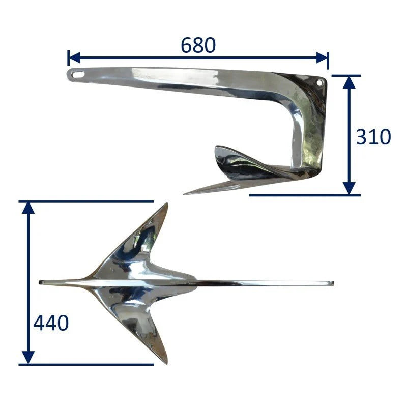 316 Stainless Steel Force-Type Anchor Polished Bruce Claw Boat Anchor 2.5kg-10kg