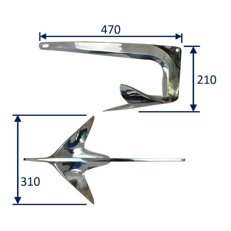 316 Stainless Steel Force-Type Anchor Polished Bruce Claw Boat Anchor 2.5kg-10kg
