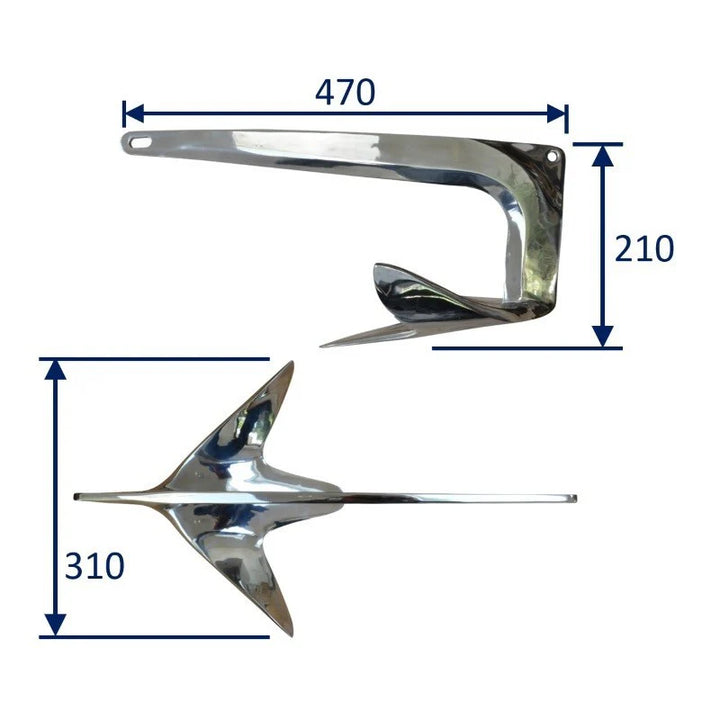 316 Stainless Steel Force-Type Anchor Polished Bruce Claw Boat Anchor 2.5kg-10kg