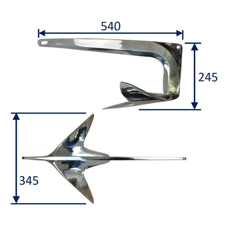 316 Stainless Steel Force-Type Anchor Polished Bruce Claw Boat Anchor 2.5kg-10kg