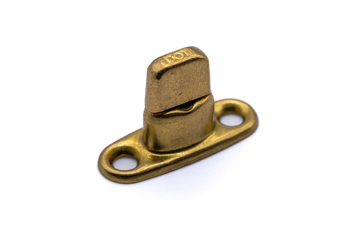 Solid brass gilt finish turnbutton fastener 2 hole base 8mm (Double height) - 4Boats