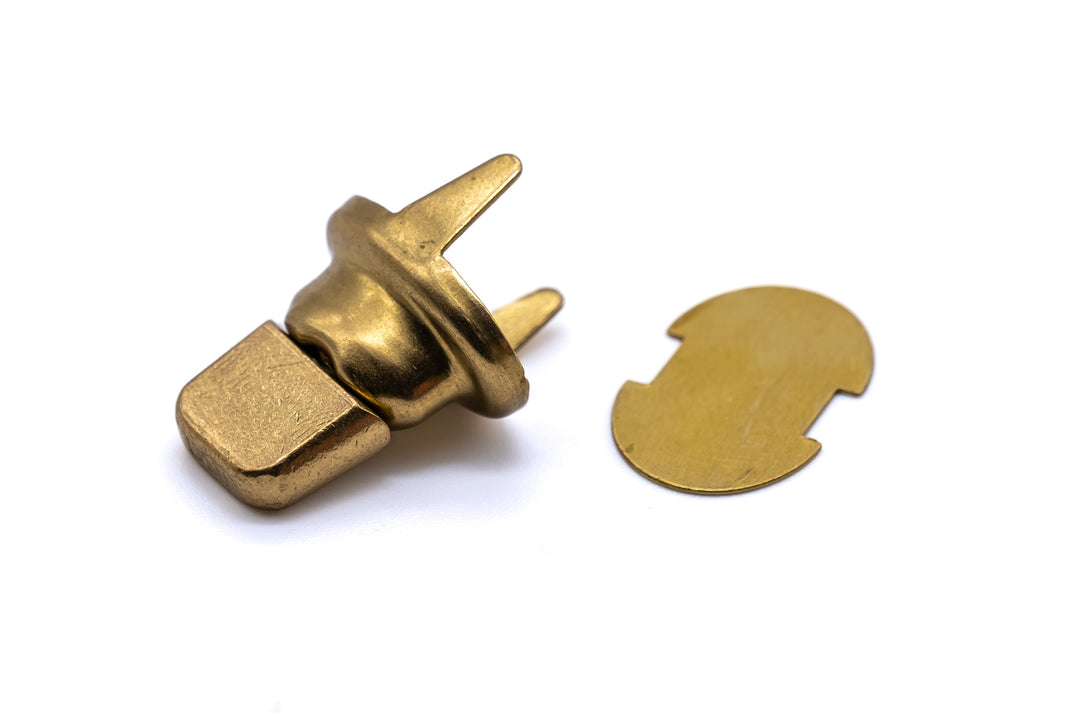 Solid brass gilt finish turnbutton fastener cloth to cloth clinch and washer - 4Boats