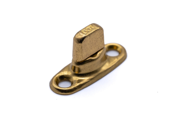 Solid brass gilt turnbutton fastener 2 hole base 6mm (standard height) - 4Boats