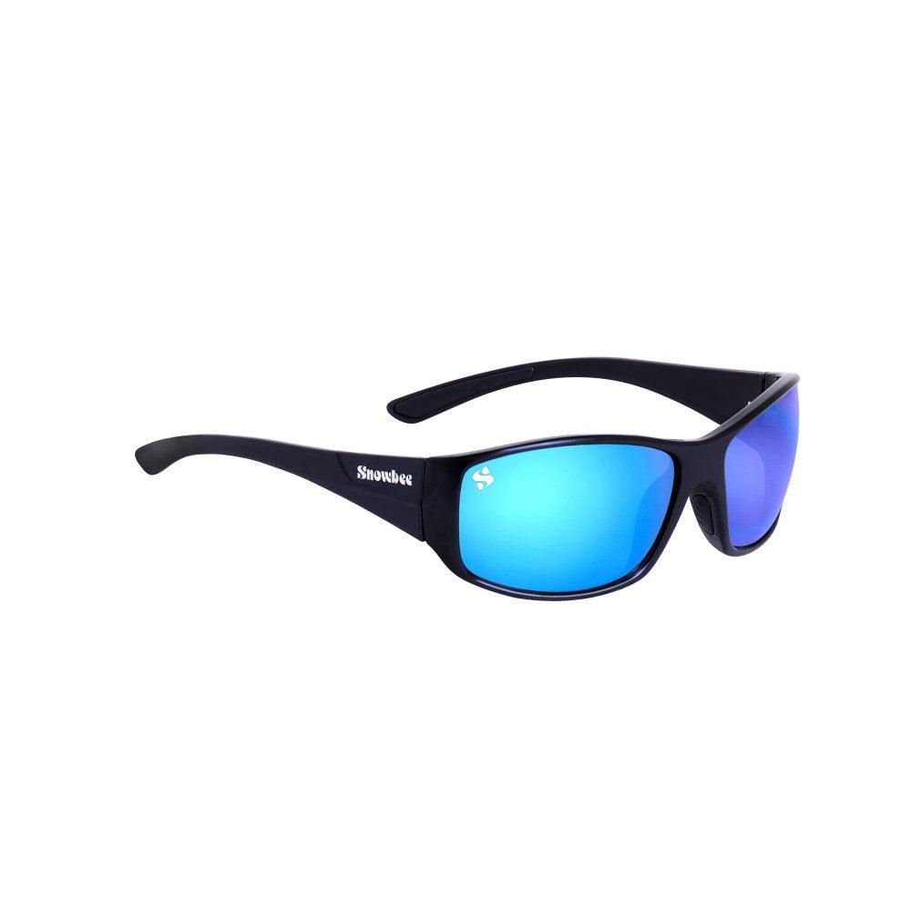 Spectre Wrap Full Frame Sunglasses - Black/Grey-Blue Mirror Lens - 4Boats