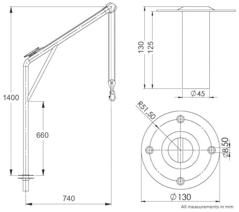 Stainless Steel Davits (Pair) – 120kg Load - 4Boats