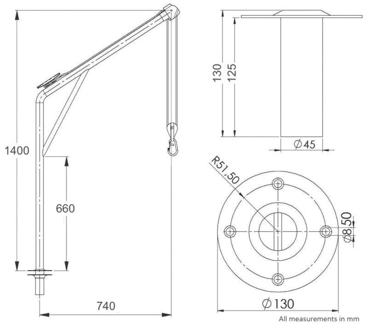 Stainless Steel Davits (Pair) – 120kg Load - 4Boats