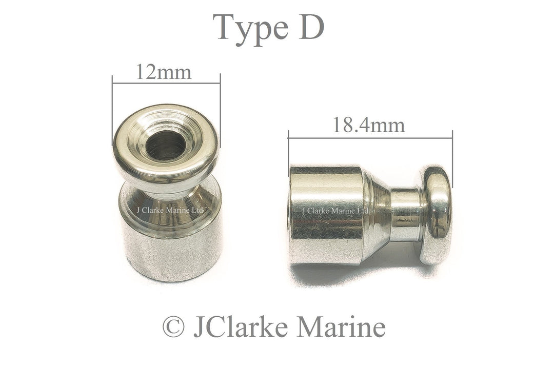 Stainless steel lacing button long Type D 316 A4 marine grade - 4Boats