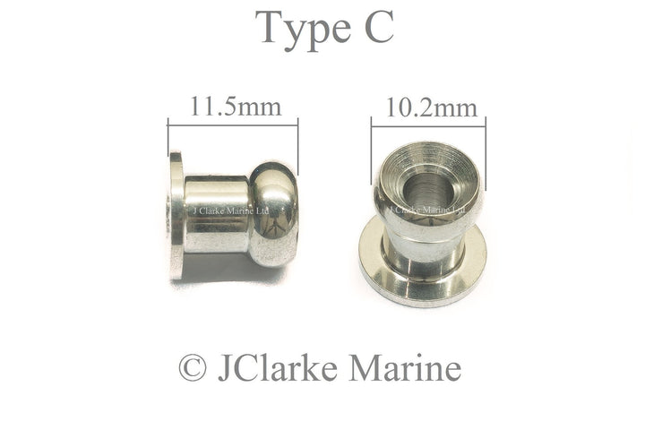 Stainless steel lacing button slimline Type C 316 A4 marine grade - 4Boats