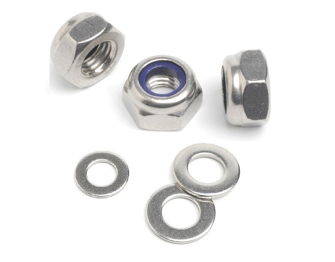 Stainless steel Ny loc nut with nylon insert and washers 316 A4 marine grade - 4Boats