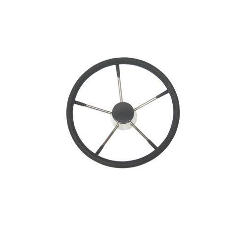 Stainless Steel Steering Wheel With Black Form - 390mm - 4Boats