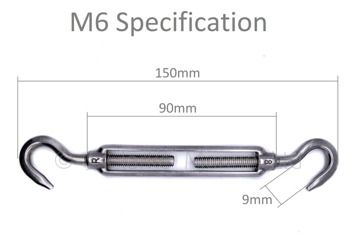 Stainless steel turnbuckle rigging screw hook to hook 316 A4 marine grade - 4Boats