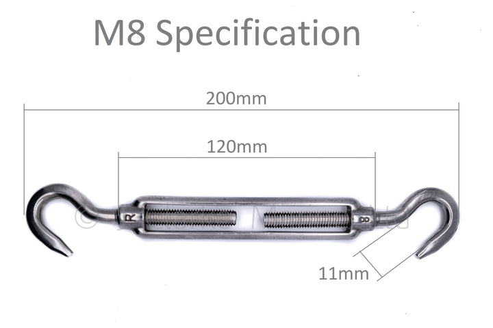 Stainless steel turnbuckle rigging screw hook to hook 316 A4 marine grade - 4Boats