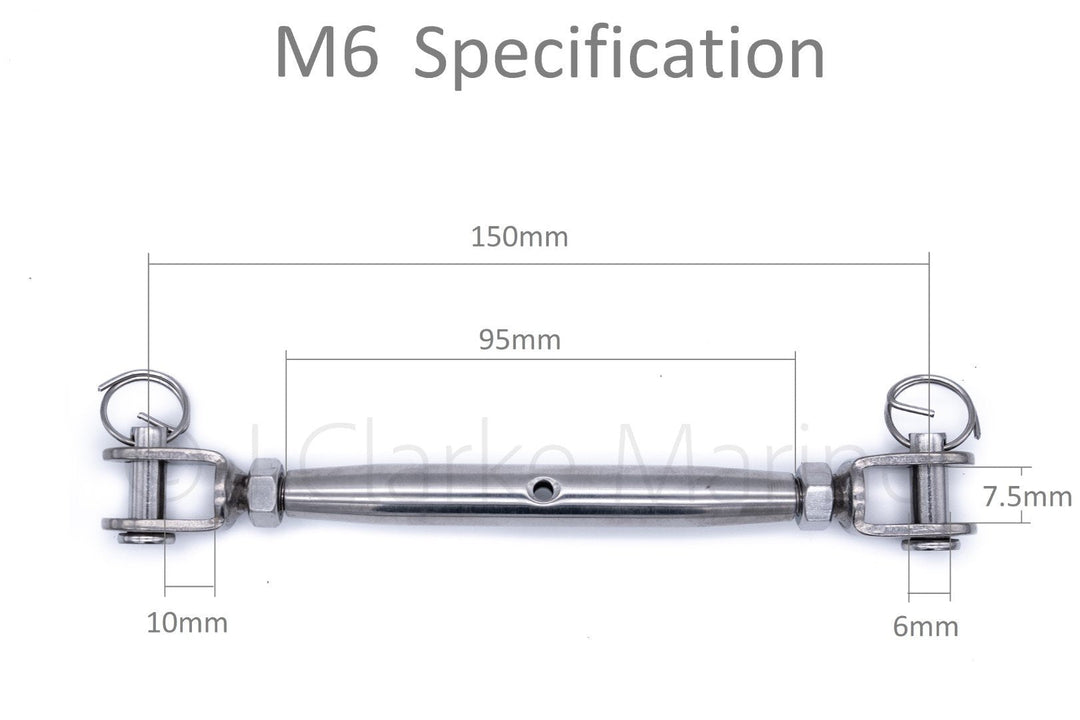 Stainless steel turnbuckle rigging screw jaw to jaw closed body 316 A4 marine grade - 4Boats