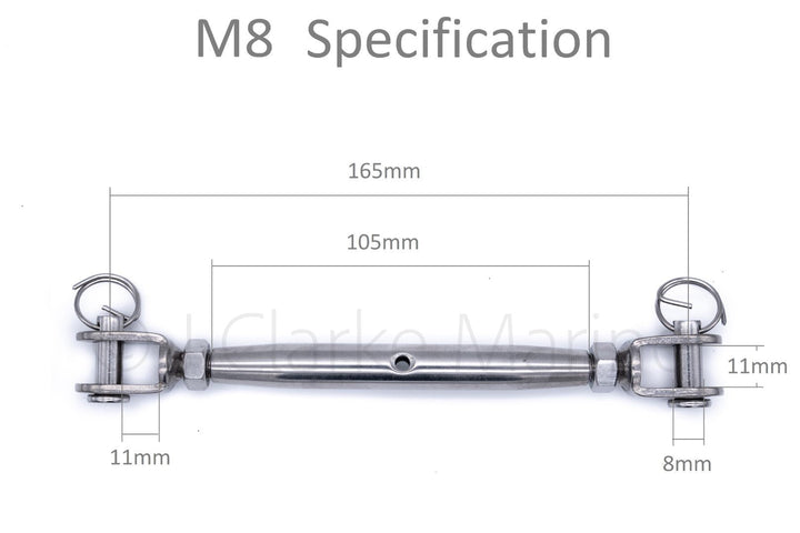 Stainless steel turnbuckle rigging screw jaw to jaw closed body 316 A4 marine grade - 4Boats