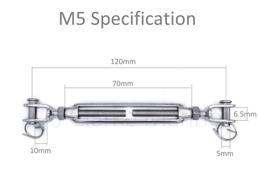 Stainless steel turnbuckle rigging screw jaw to jaw open body 316 A4 marine grade - 4Boats