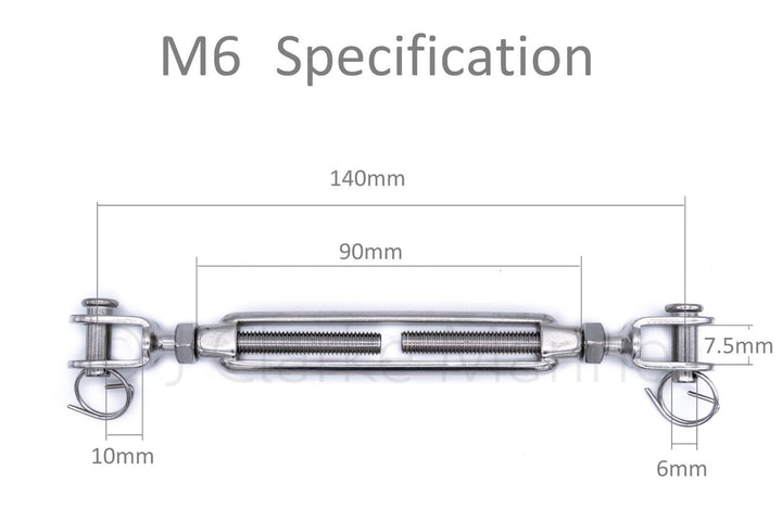 Stainless steel turnbuckle rigging screw jaw to jaw open body 316 A4 marine grade - 4Boats