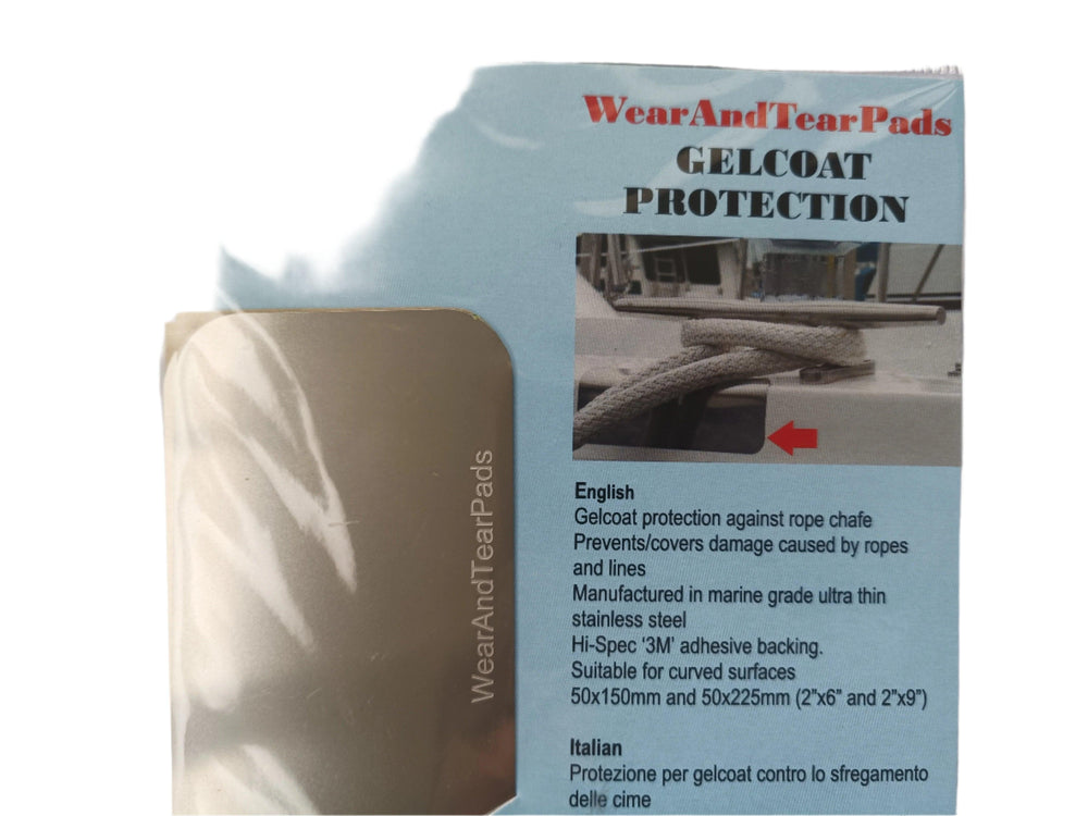 Meridian Zero gelcoat protection pads with stainless steel wear pads for marine rope chafe prevention