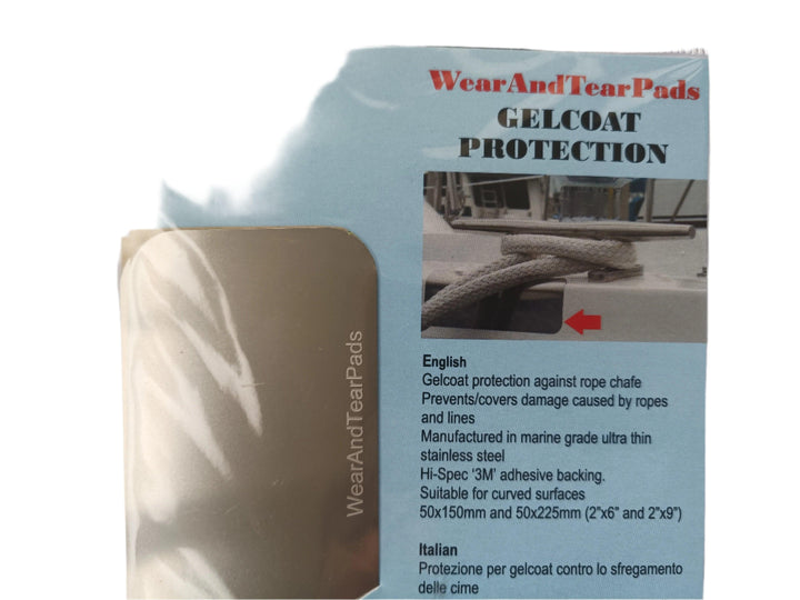 Meridian Zero gelcoat protection pads with stainless steel wear pads for marine rope chafe prevention