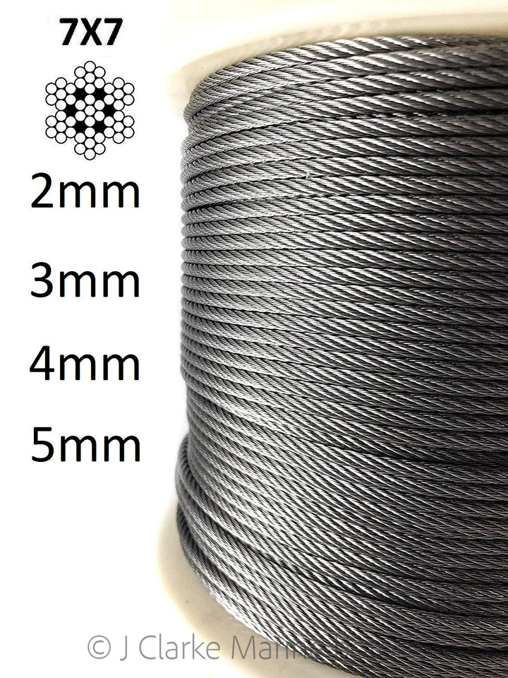 Stainless Steel wire rope cable 7x7 316 A4 marine grade - 4Boats