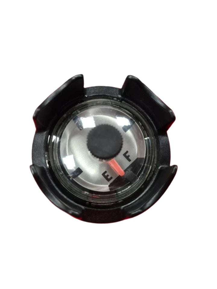 Top view of a 4Boats Suzuki-compatible fuel tank cap showing fuel level indicator marked E and F