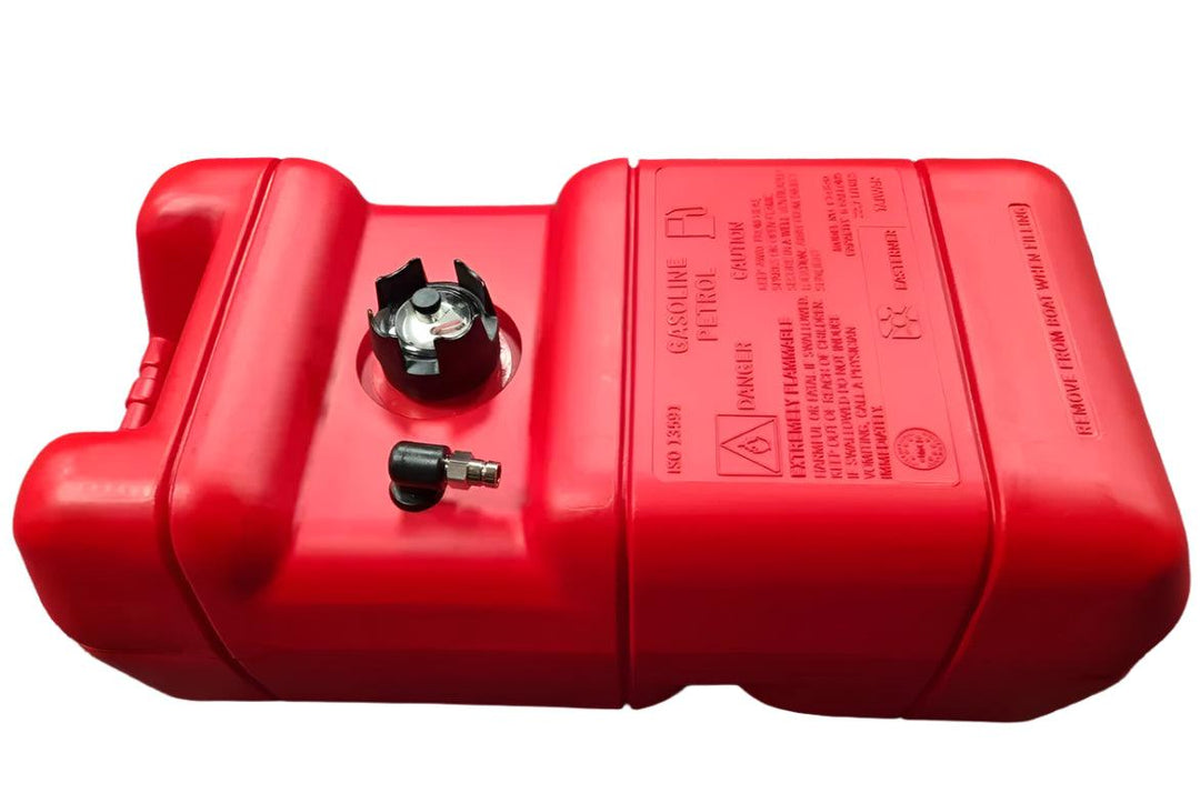 4Boats Suzuki-compatible fuel tank in red with safety features for secure marine use