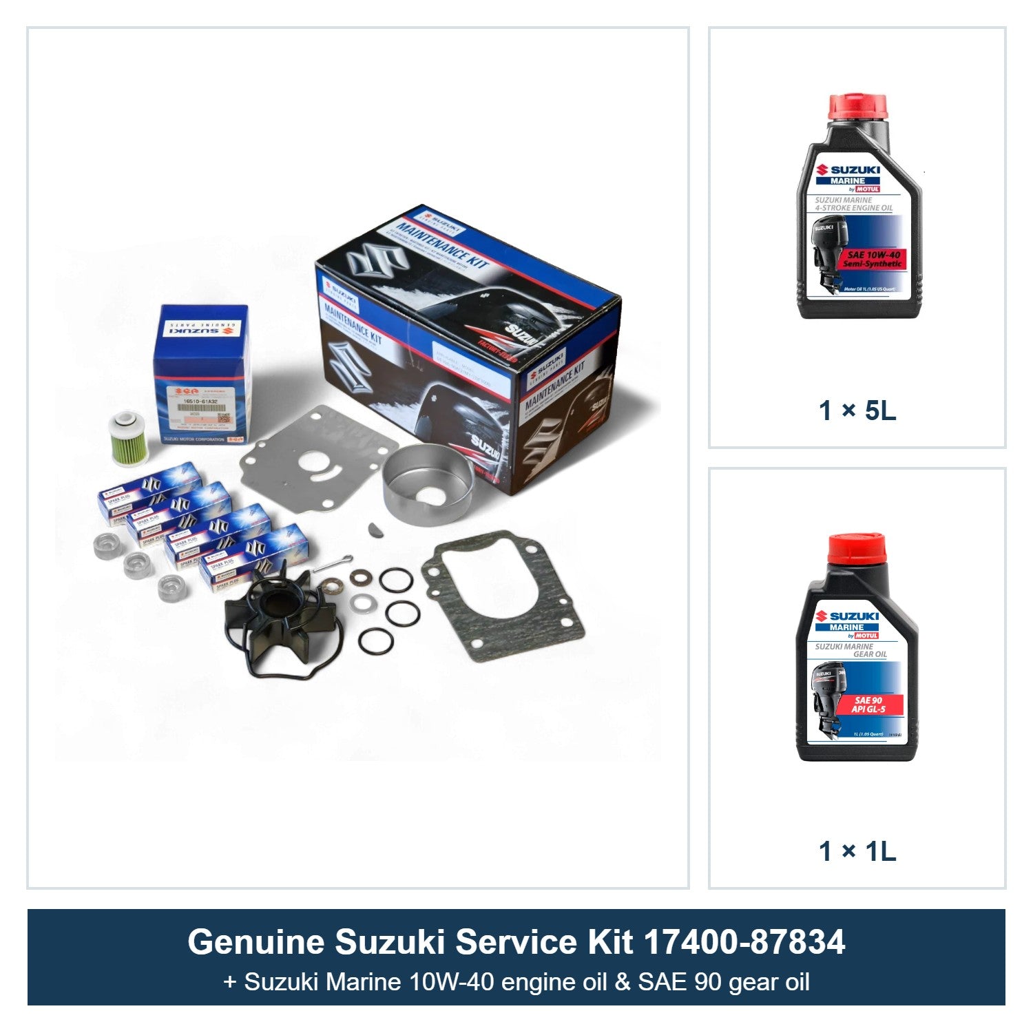 Motor Maintenance Icon Suzuki DF70A DF80A DF90A DF100B Service Kit with Oils 17400-87834 – 4Boats
