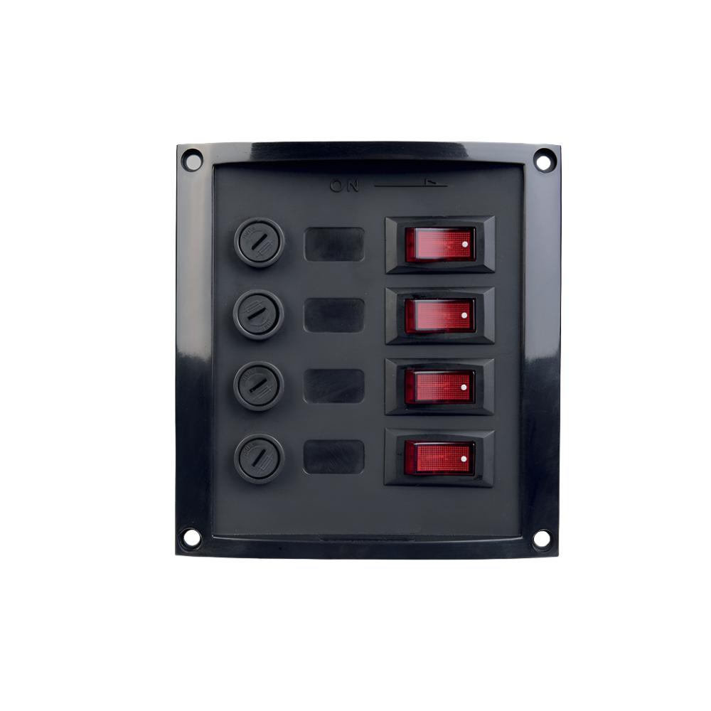 Talamex Switch Panel Vertical for 4 Fuses (Black) - 4Boats