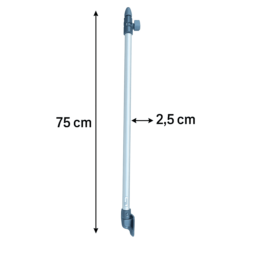 Lalizas telescopic canopy support for boats, measuring 75 cm in length and 2.5 cm in diameter