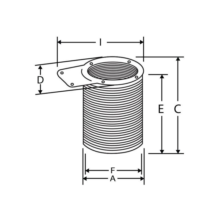 Thru-Hull Ø68mm w/Non-return Valve, L.107mm, Black - 4Boats