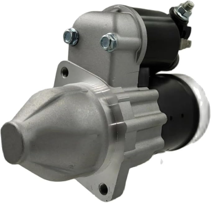 Tohatsu starter motor 3KY-76010-0 for MFS40–MFS140A outboards – pinion nose and solenoid, angled view