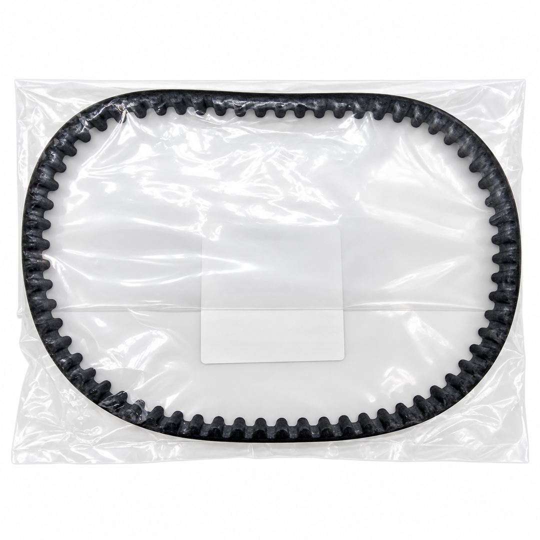 Rear of sealed Tohatsu 3H8-10061-0 timing belt packaging showing belt teeth