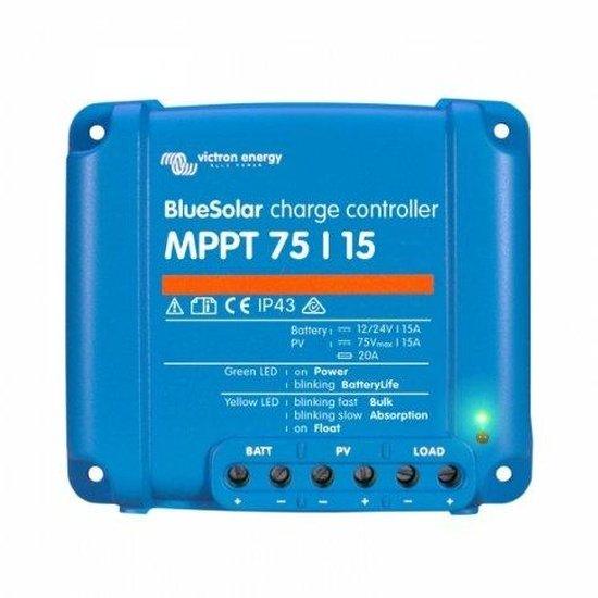 Victron BlueSolar MPPT 75/15 15A solar charge controller for solar panels up to 220W (12V) / 440W (24V) up to 75V - 4Boats