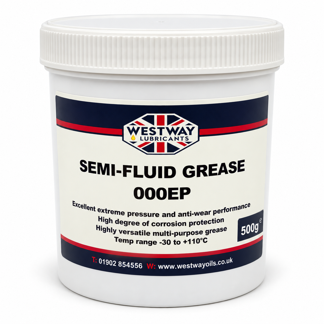 Westway 000EP semi-fluid grease 500g tub, front label – central lubrication grease, -30 to +110°C