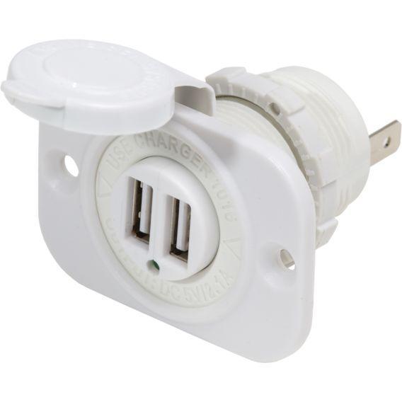 12/24V Dual USB 2.1A Charger - White - 4Boats