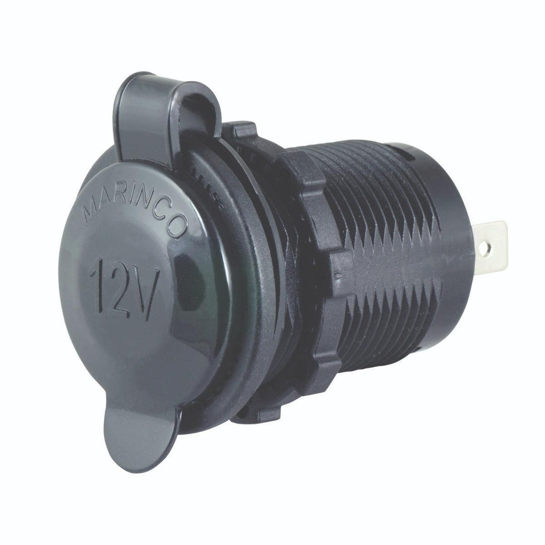 12V Receptacle, Black, With Old Style Ring - 4Boats