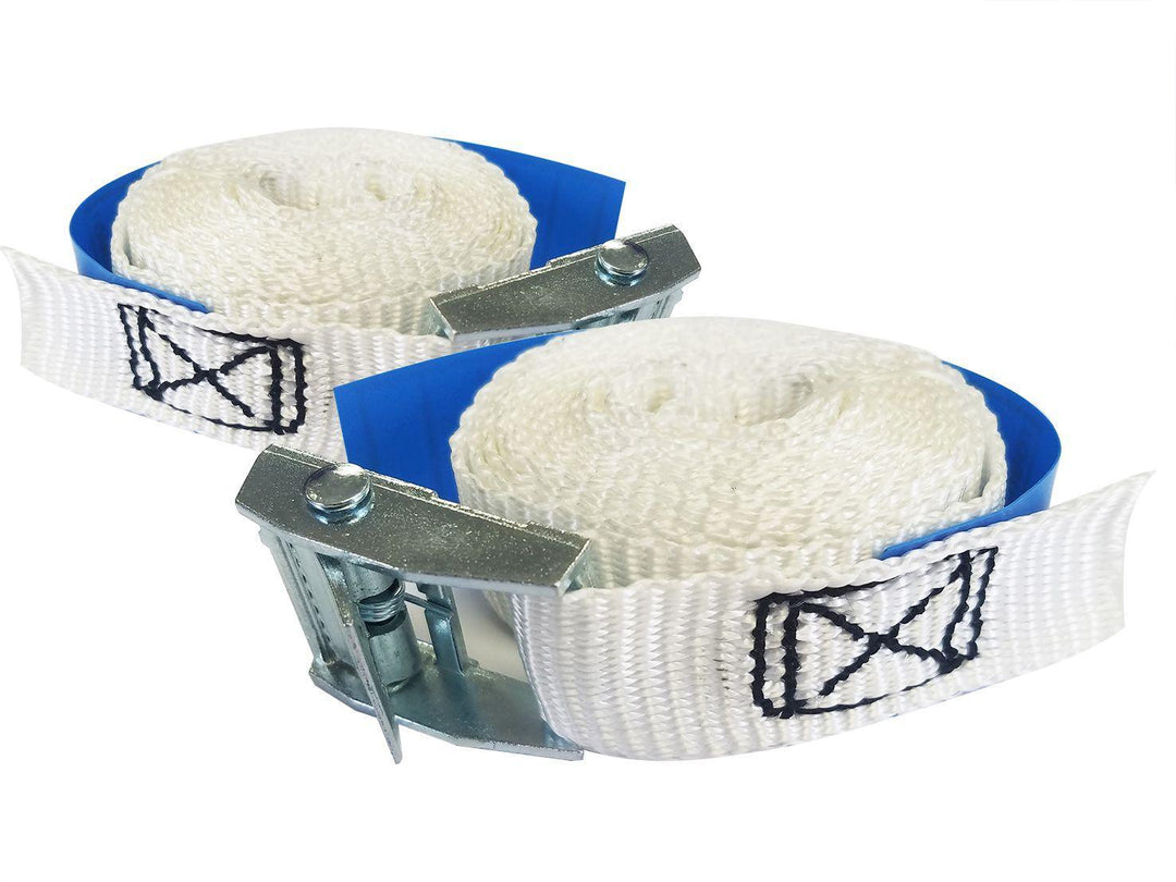 300kg Cam Roof Rack Straps-5m (White Pair) - 4Boats