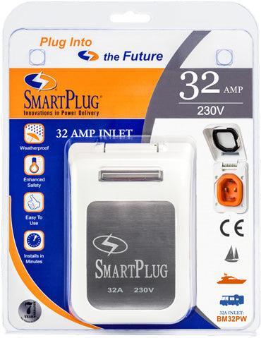 32 Amp - Non-Metallic Inlet w/ White Cover Assembly - 4Boats